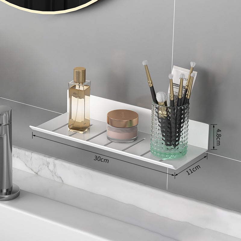 Étagère de salle de bain, 30cm Organisateur salle de bain, Rangement mural pour toilettes, Sans perçage, blanche, 30*11*4.8cm - 4
