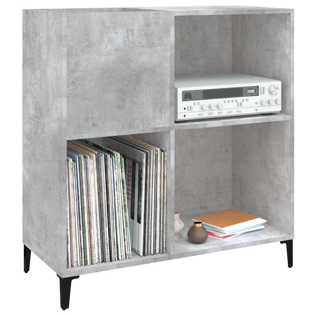 Armário de discos de compensado cinza concreto 84,5x38x89 cm – ComfortXL - 4