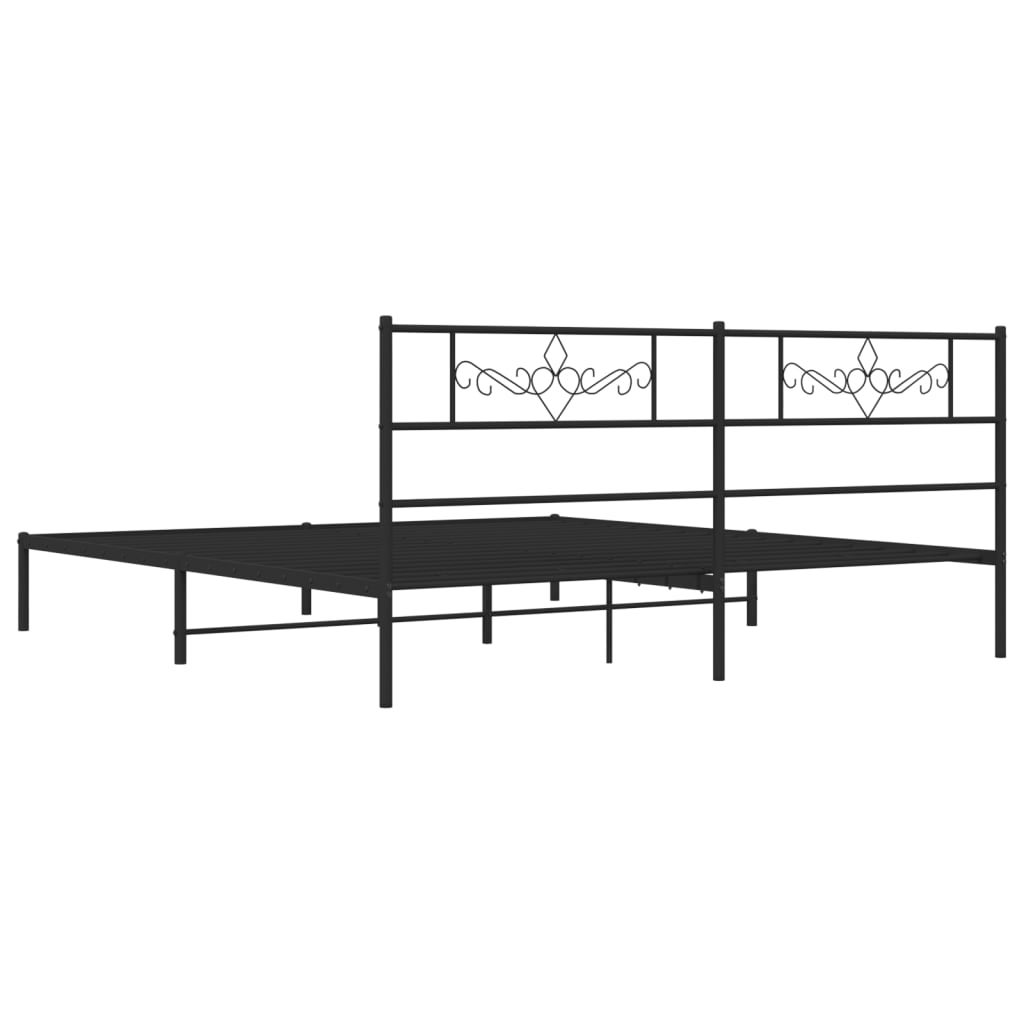 Estructura cama sin colchón con cabecero metal negro 180x200 cm vidaXL - 7