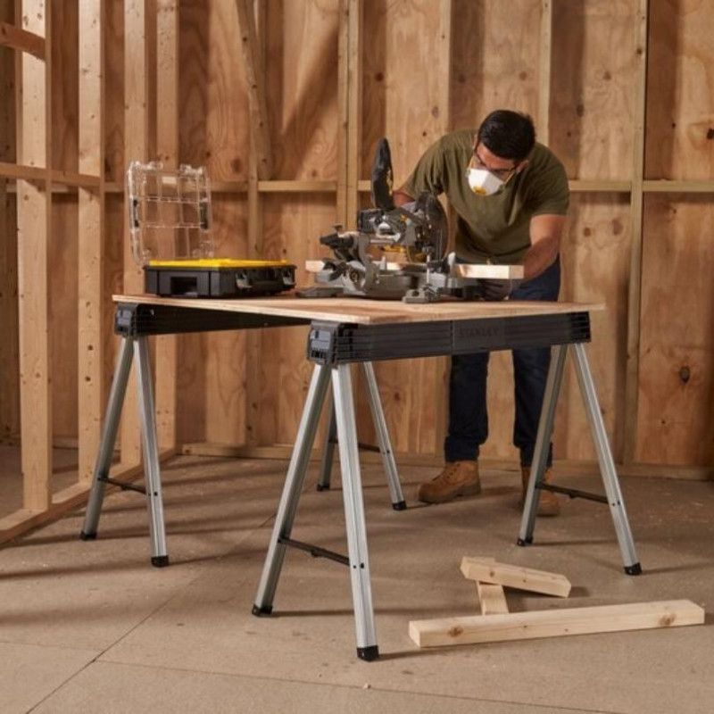 Lot de 2 tréteaux métalliques pliants STANLEY - Charge 340 kg - 6