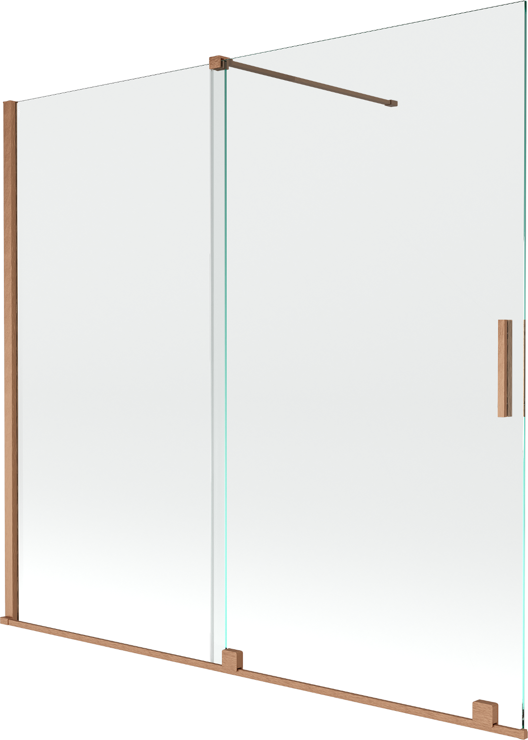 Mexen Velar parawan nawannowy 2-skrzydłowy rozsuwany 170 x 150 cm, transparent, miedź szczotkowana - 896-170-000-01-65
