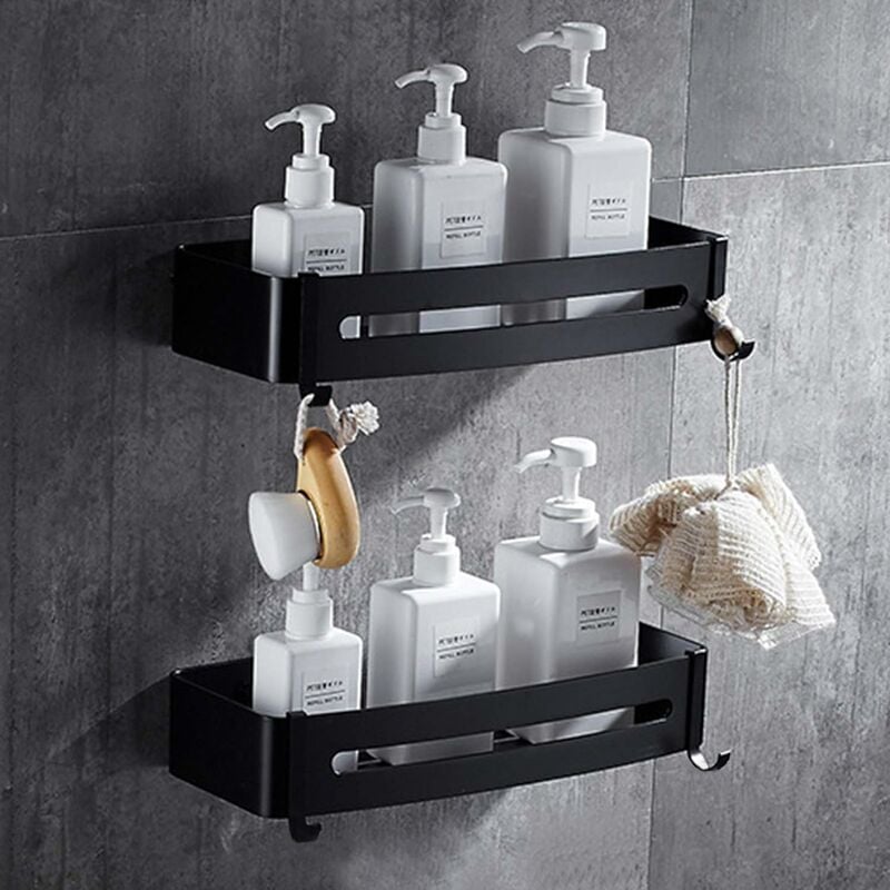 Lot De 2 étagères Adhésives Pour Coin De Douche, Sans Perçage, Avec