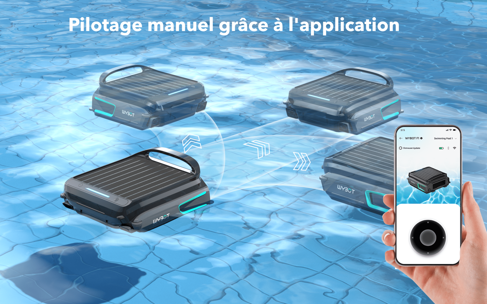 Skimmer Flottant Solaire WYBOT F1  Robot Nettoyeur de Surface Piscine Autonome et Connecté - 4