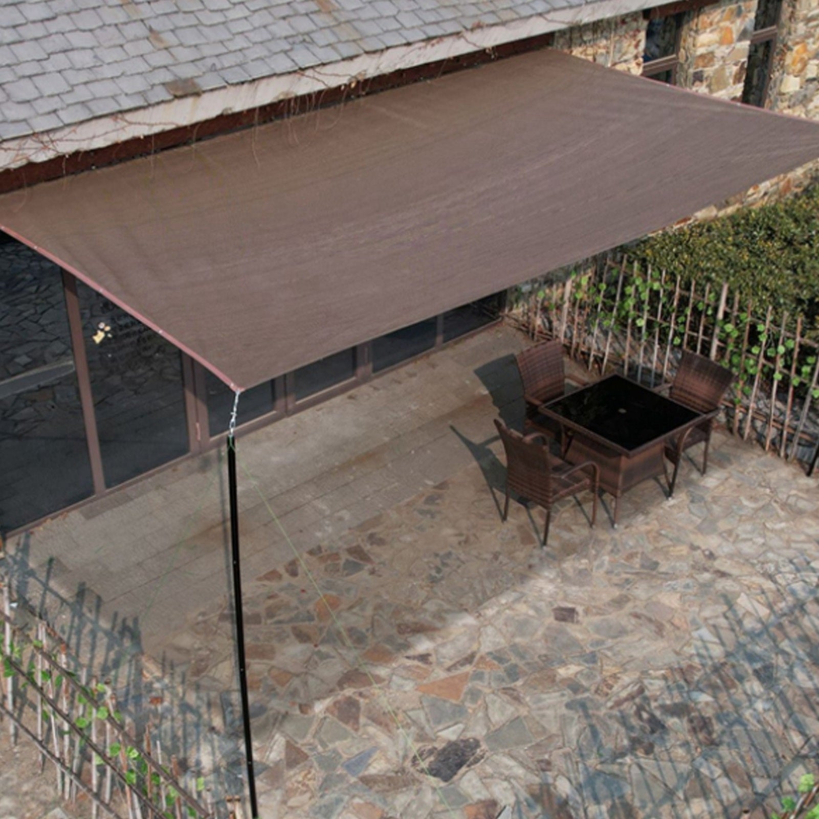 Sun Shade Tissu Polyéthylène Sail Couvercle de la canopée avec 4 cordes pour le patio de jardin extérieur Café de terrasse 3x5 m / 9.84x16,4 pi - 6