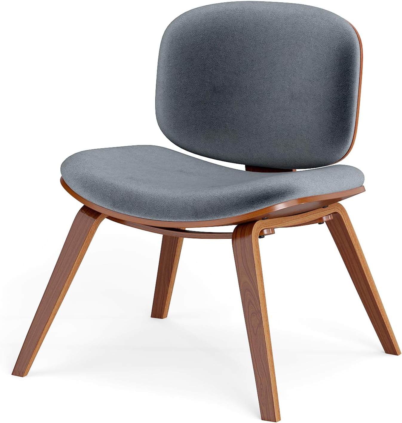 Krzesło Dodatkowe, Skandynawskie Krzesło Tapicerowane z Zakrzywionym Oparciem, Rama z Litego Drewna, bez Podłokietników (Brązowe + Ciemnoszare)