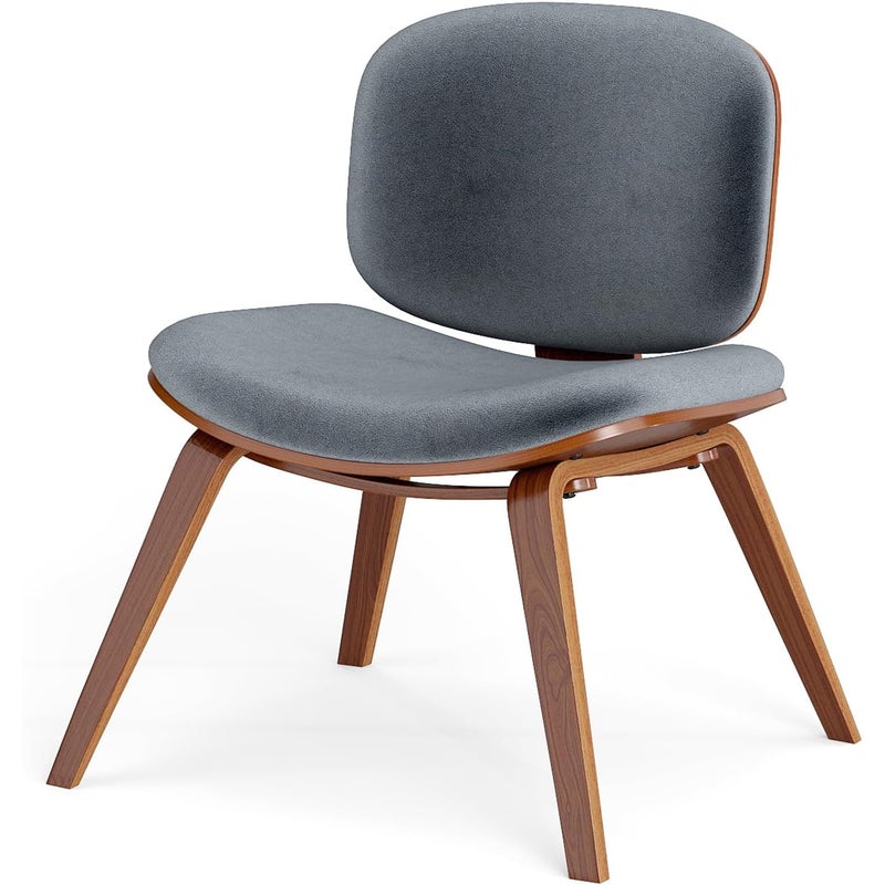 Krzesło Dodatkowe, Skandynawskie Krzesło Tapicerowane z Zakrzywionym Oparciem, Rama z Litego Drewna, bez Podłokietników (Brązowe + Ciemnoszare)