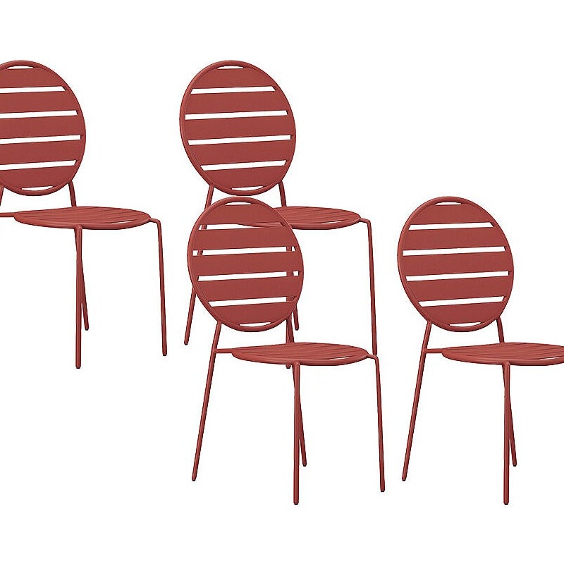 Zestaw 4 krzeseł ogrodowych sztaplowanych z metalu - Terakota - MONTEFARO marki MYLIA
