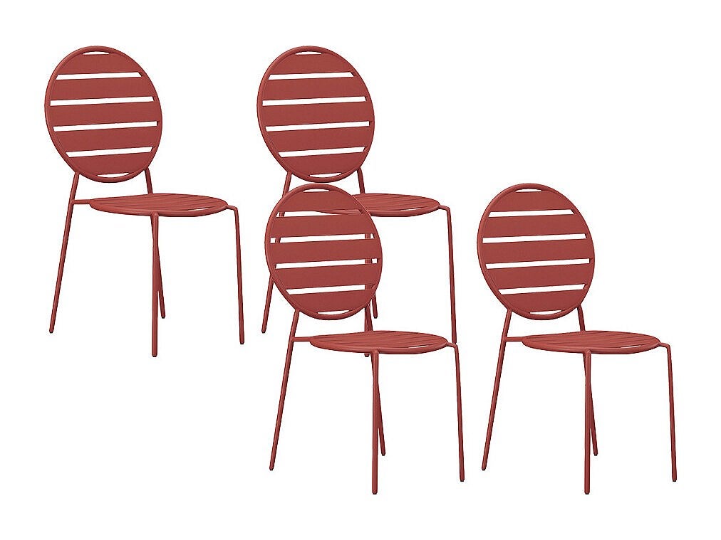 Zestaw 4 krzeseł ogrodowych sztaplowanych z metalu - Terakota - MONTEFARO marki MYLIA