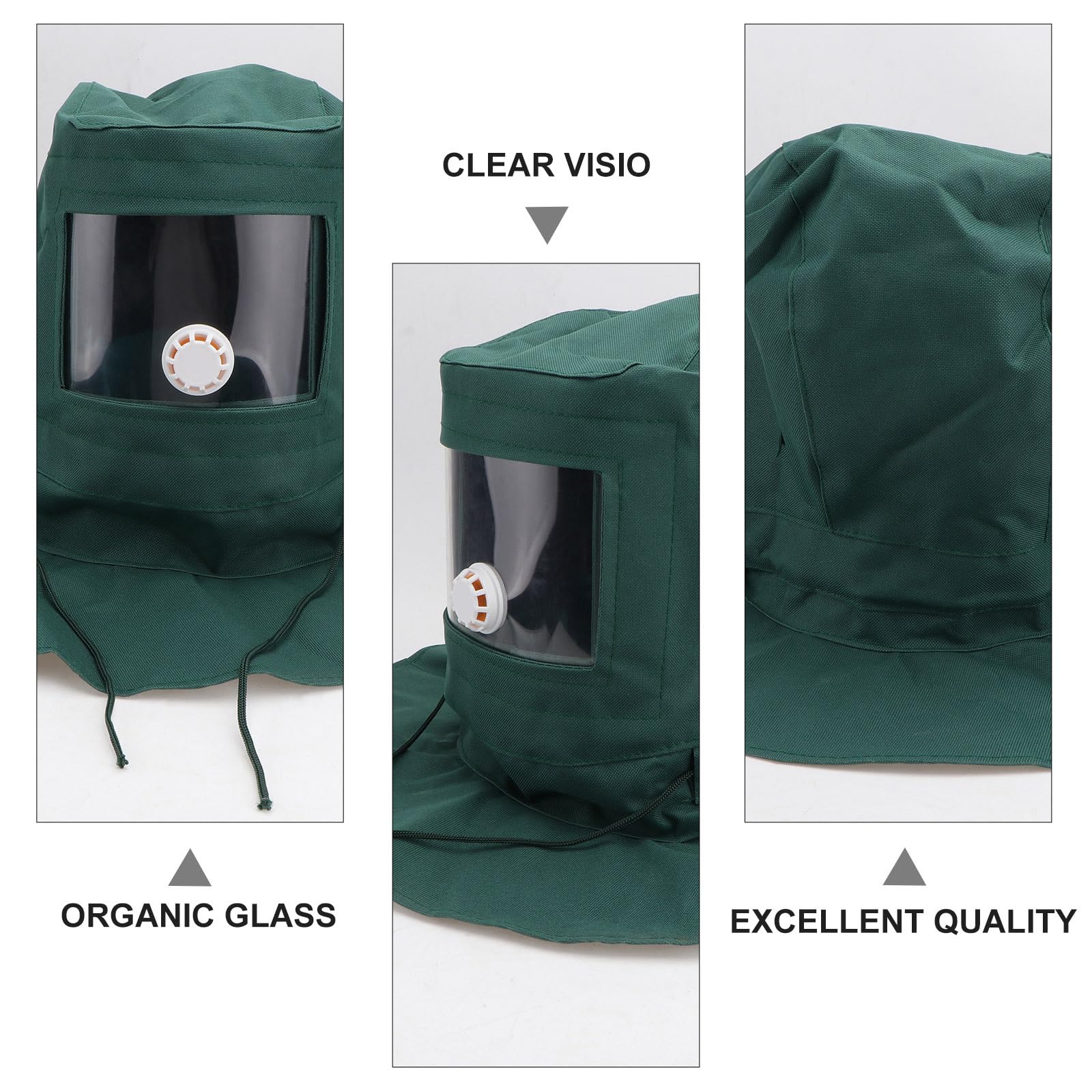 écran Facial Protecteur Cagoule sablage Masque intégral poussière matières dangereuses Sable dynamitage Chapeau ponçage Peinture en aérosol Couvrir - 4