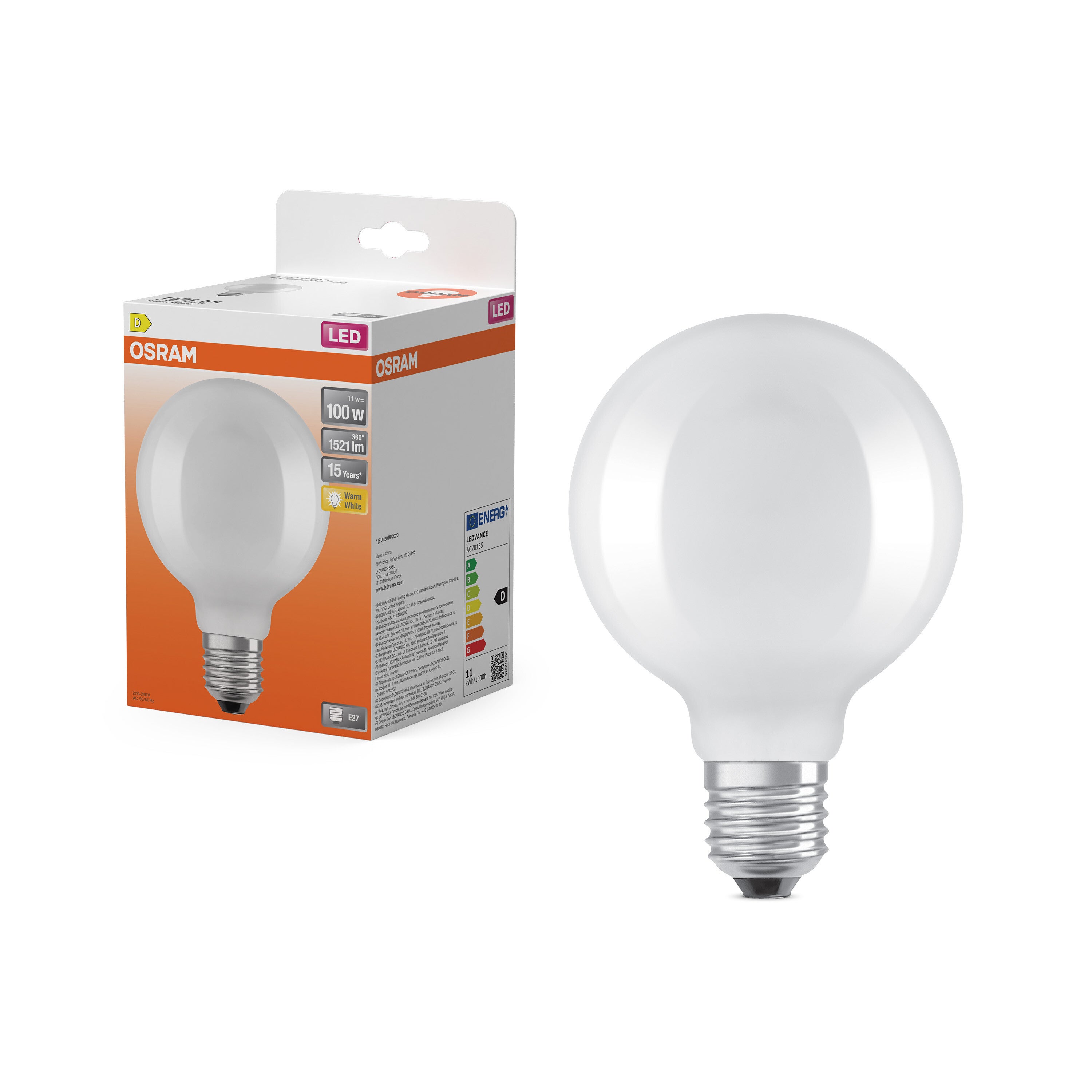 OSRAM Lampe LED Star Globe95 Filament 11 W 827, blanc chaud 2&nbsp;700 K, E27, mate, 1&nbsp;521 lm, 15&nbsp;000 h, angle de 360° - 4