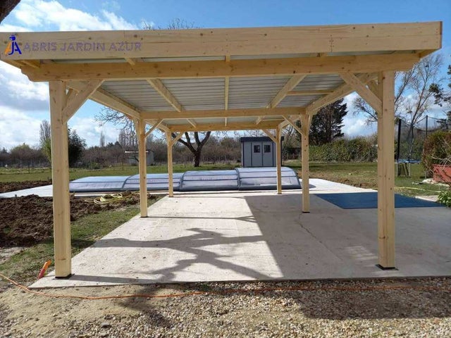 Carport Bois toit plat 5,6 x 4,0 m - FORESTA Ombra