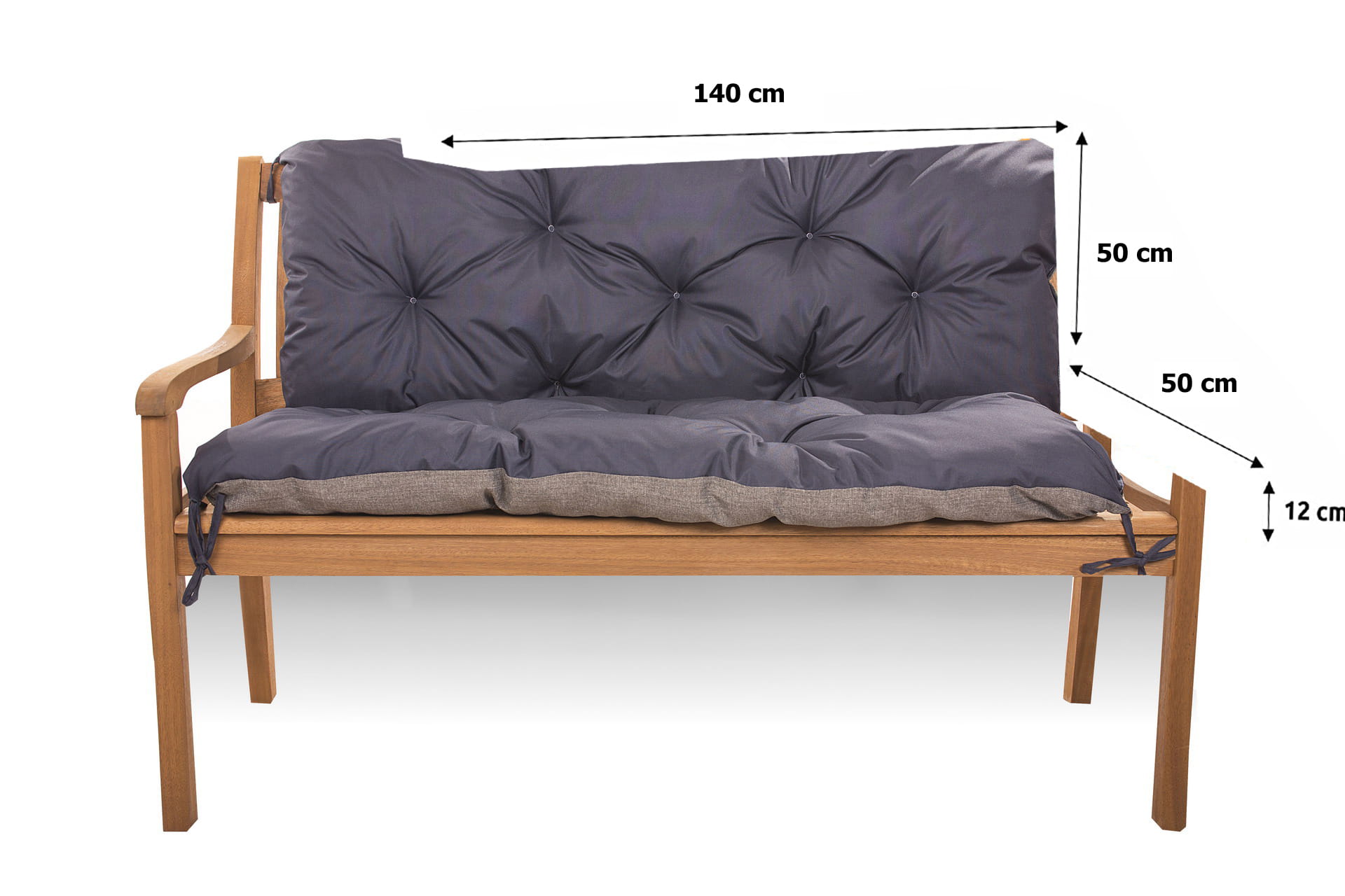Coussin pour banc de jardin 140x50x50cm, coussin de jardin Bleu, coussin de balançoire, coussin de banc extérieur, coussin de banc de jardin - 2
