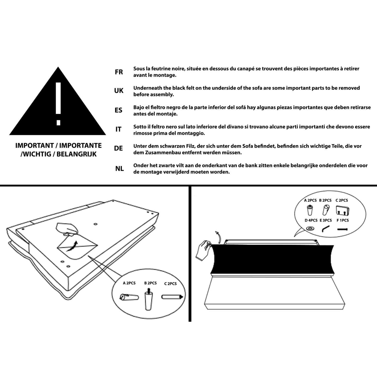 Canapé d'angle gauche 4-5 places en velours gris GALWAY - 5