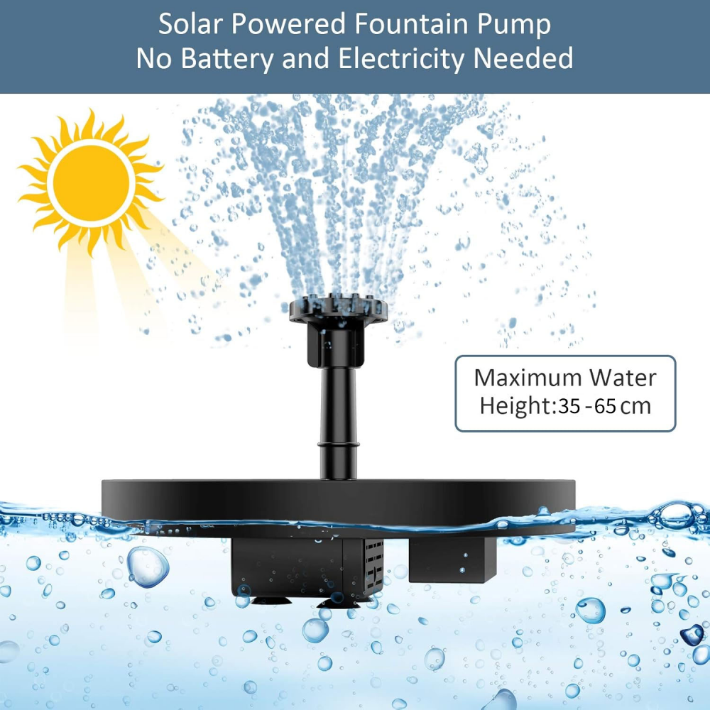 Fontaine Solaire Exterieure de Jardin, Fontaine Exterieure de Jardin avec 6 Buses,Pompe Solaire Bassin Exterieur pour Piscine Patio Décoration - 2