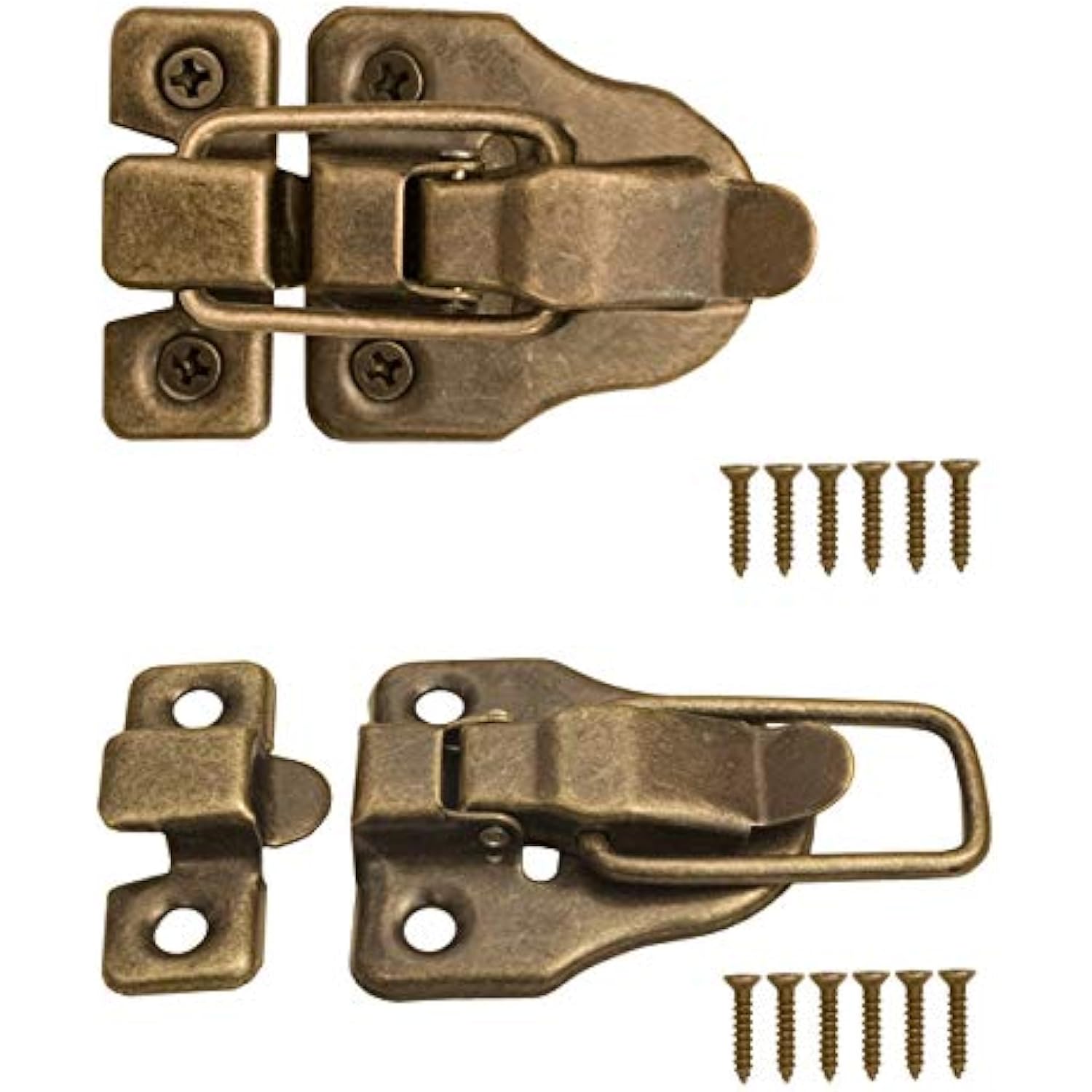 2 zamknięcia do kufrów, pudełek, walizek, metalowe okucia, mosiężny design w stylu vintage, zestaw 2 ze śrubami, 59 mm x 40 mm
