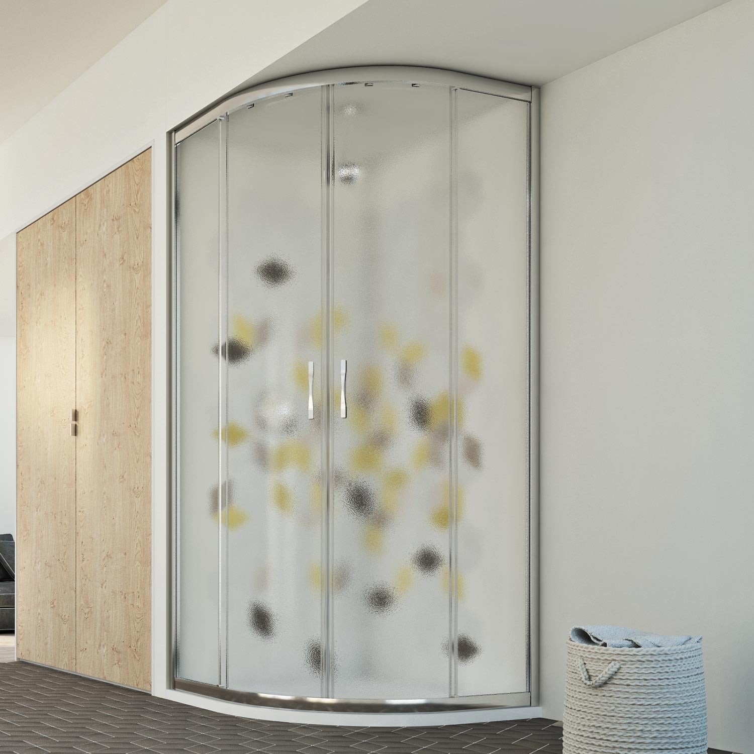 Idralite Cabine Paroi Douche Demi-Circulaire 80x80 H198 Opaque 6mm Mod. Alabama
