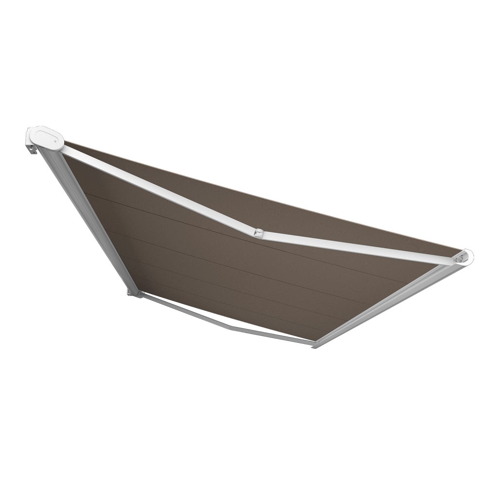 Store banne Coffre intégral PROTECT 2 LED SMART Blanc 6x3,5m Motorisé à télécommande + Capteur Vent + Eclairage LED - Toile Taupe - 2