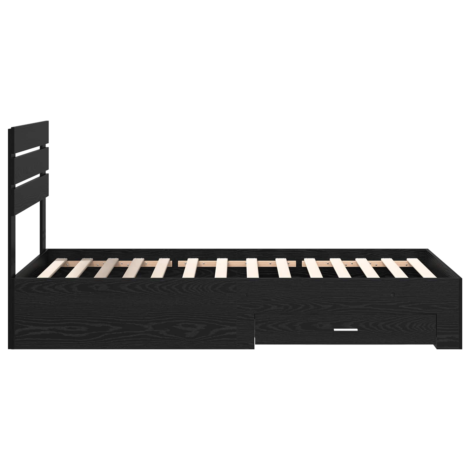 Cadre de lit chêne noir 90 x 190 cm en panneau de bois - 8