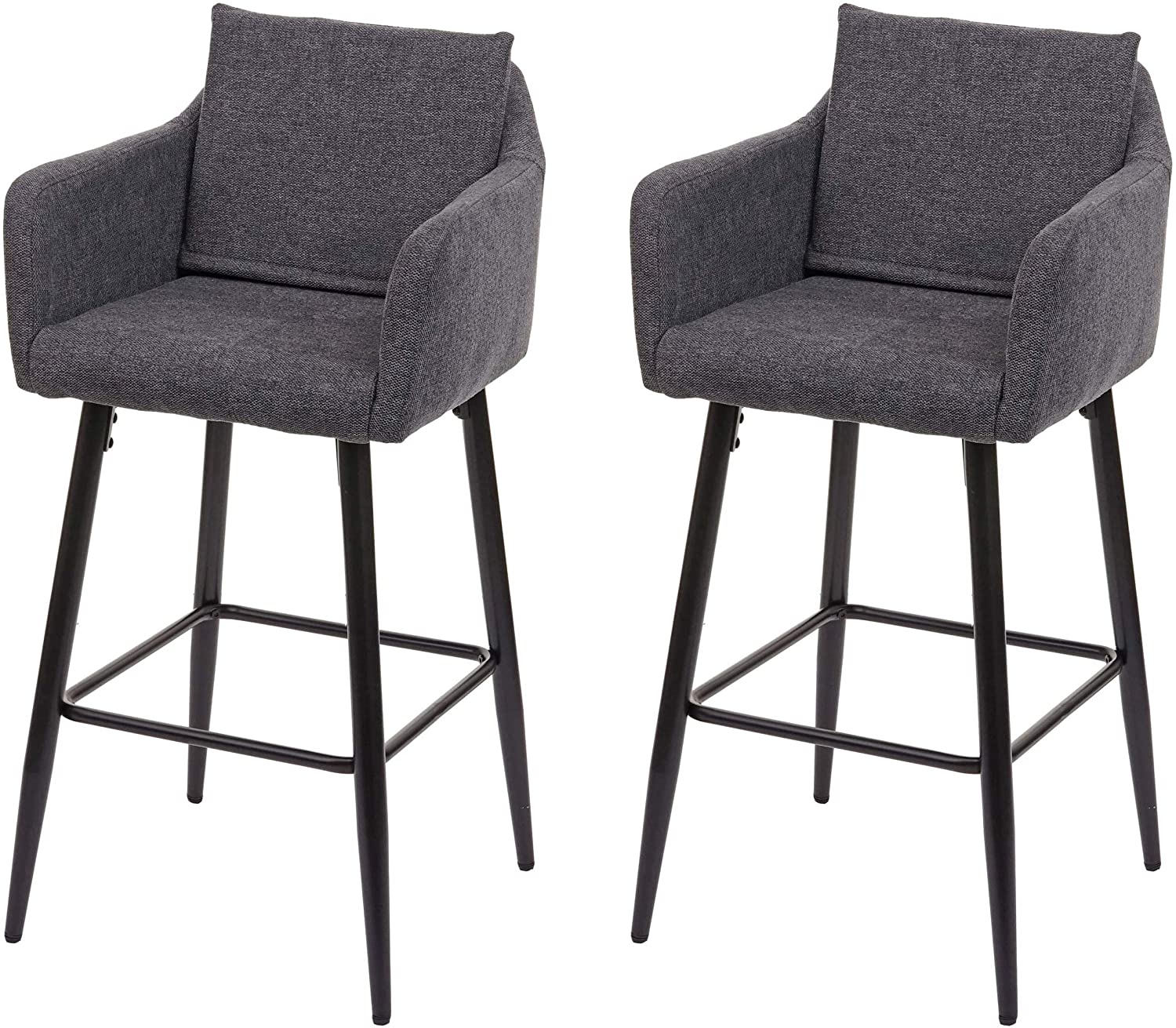 2 Tabourets De Bar Avec Accoudoirs - Tissu Vert, Repose-pieds, Hauteur 65 Cm (lot De 2)
