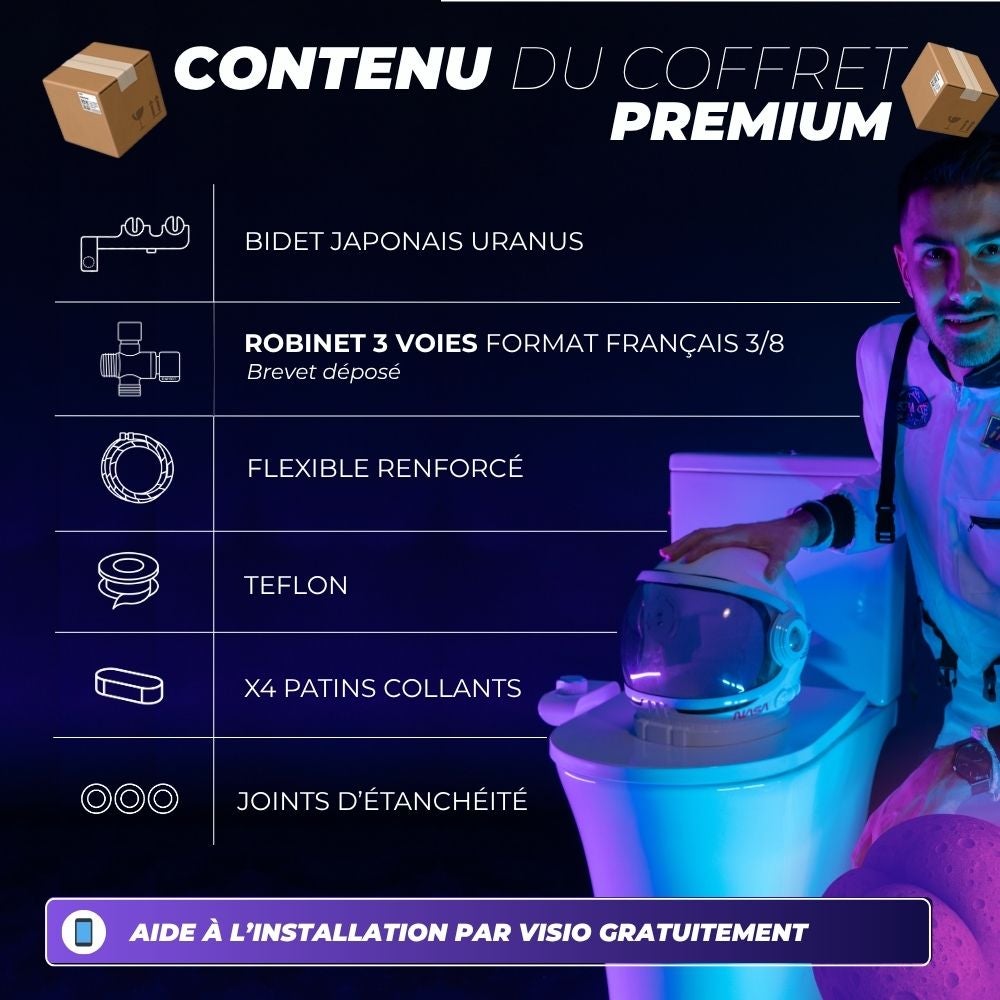 Kit Complet Toilette WC Japonaise Autonettoyante Avec Robinet 3 Voies Inclu (Brevet Déposé) - Marque Française - Bidet Japonais Jet réglable - 8