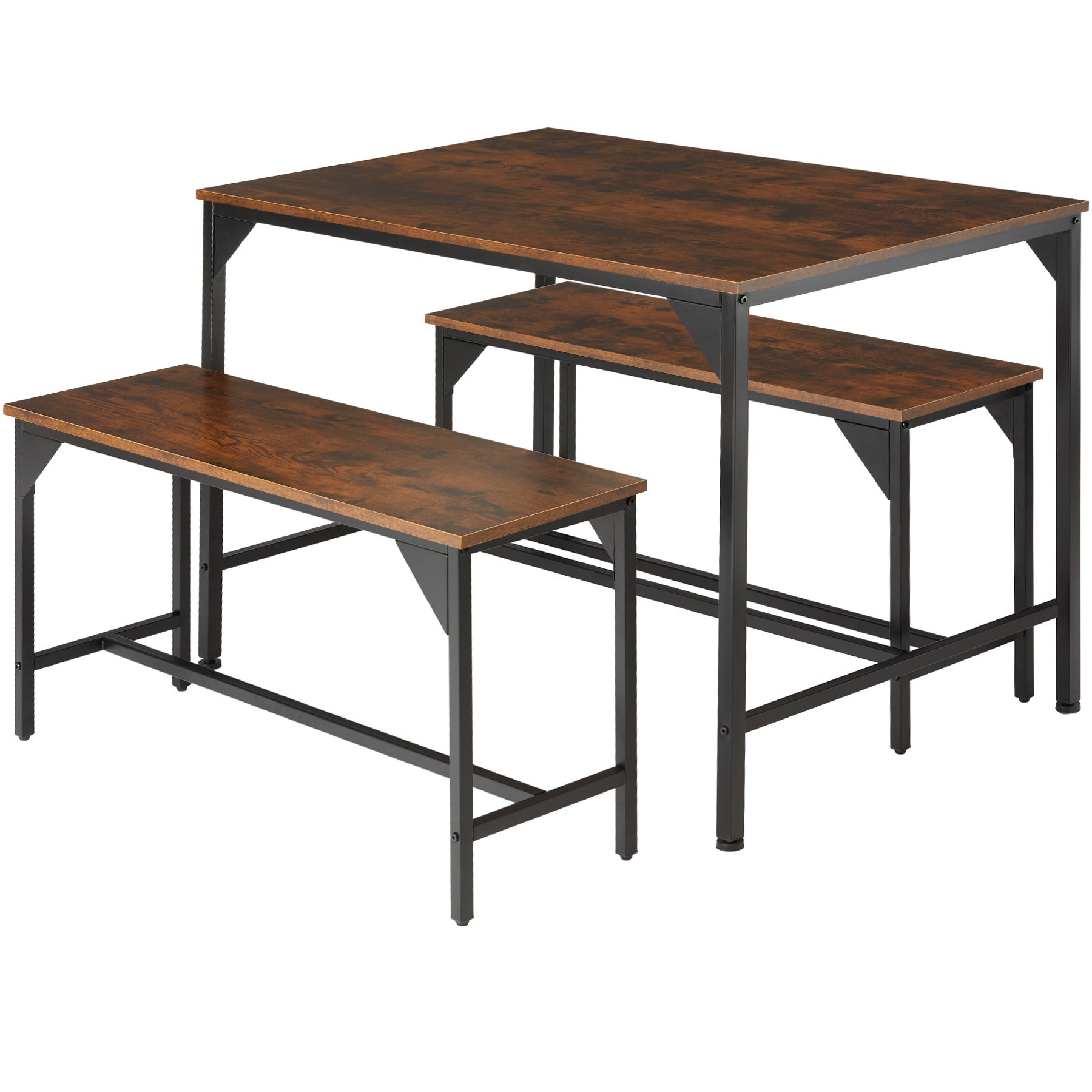 Tectake  Conjunto De Mesa Y Bancos 3 Piezas Negro , Leroy Merlin