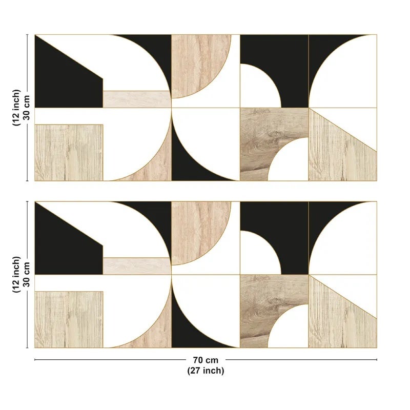 Crédence de salle de bain en PVC géométrique beige 140x30 cm (en 2 bandeaux) - Mix Géo - 3