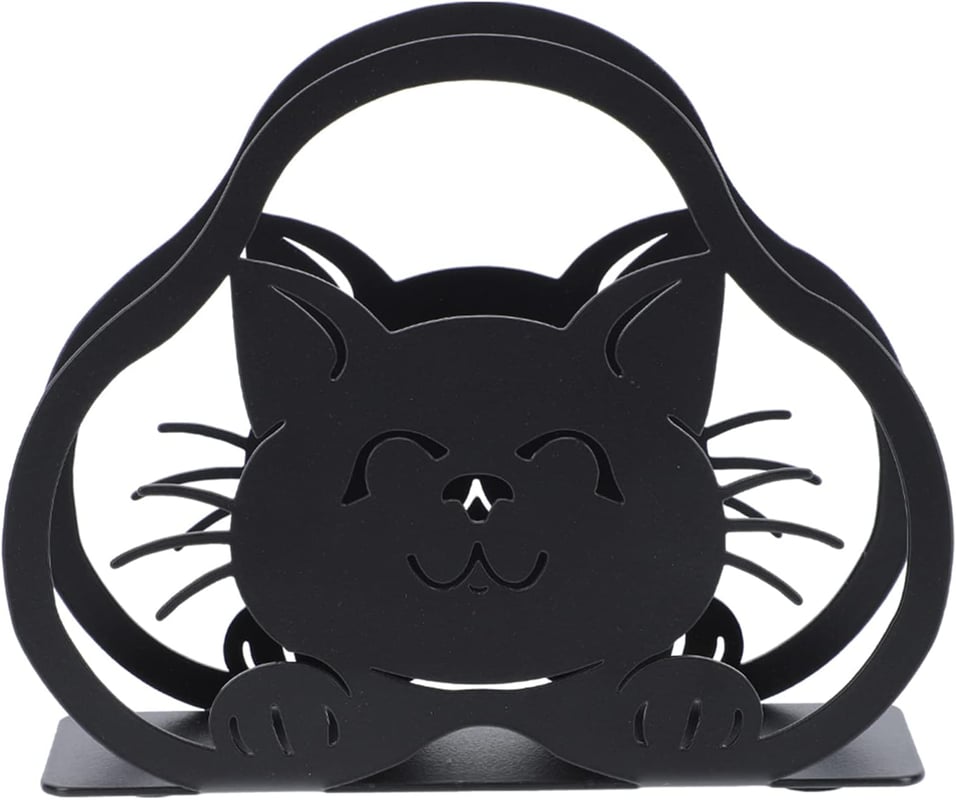 Żeliwny uchwyt na serwetki w kształcie kota, odpowiedni do kuchni, na wesela i do restauracji.