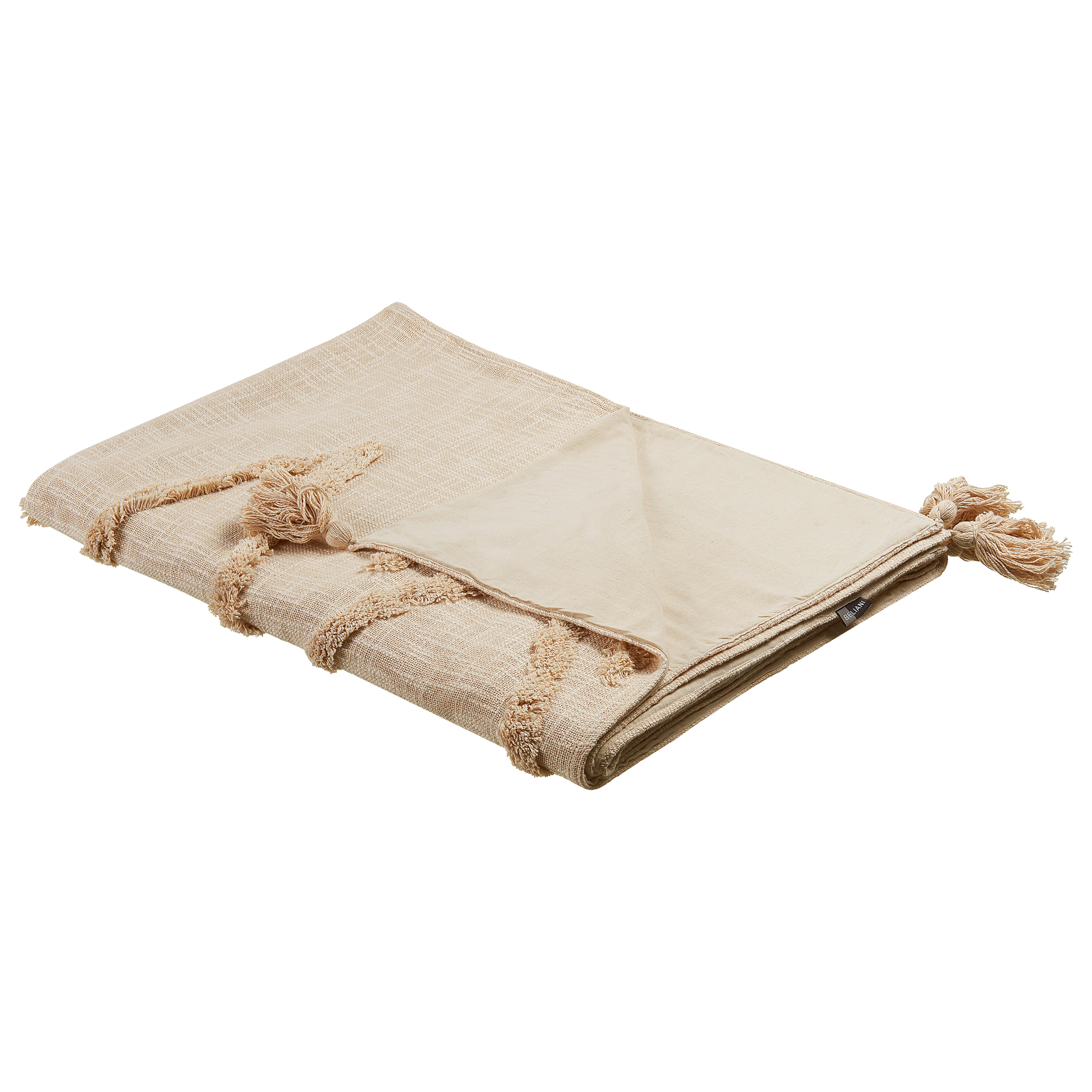 Beliani manta morbi algodón 130 x 180 cm beige