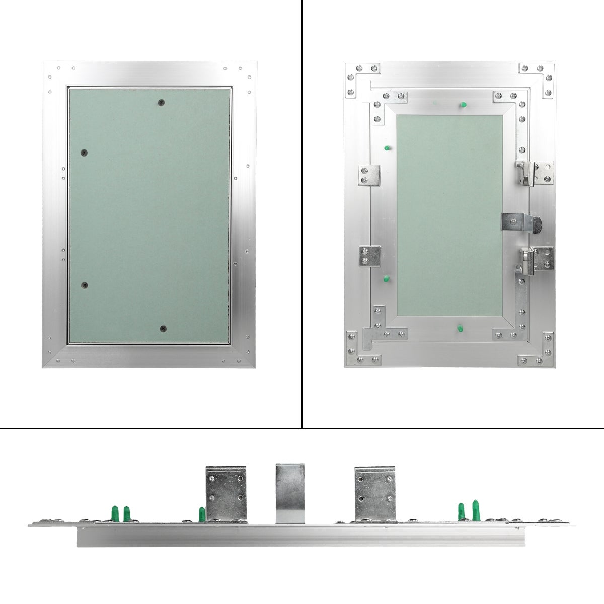 Trappe de visite 200x300 mm aluminium/vert plaque de plâtre imprégnée charnière de porte à droite/à gauche ouverture et fermeture par bouton-poussoir - 7