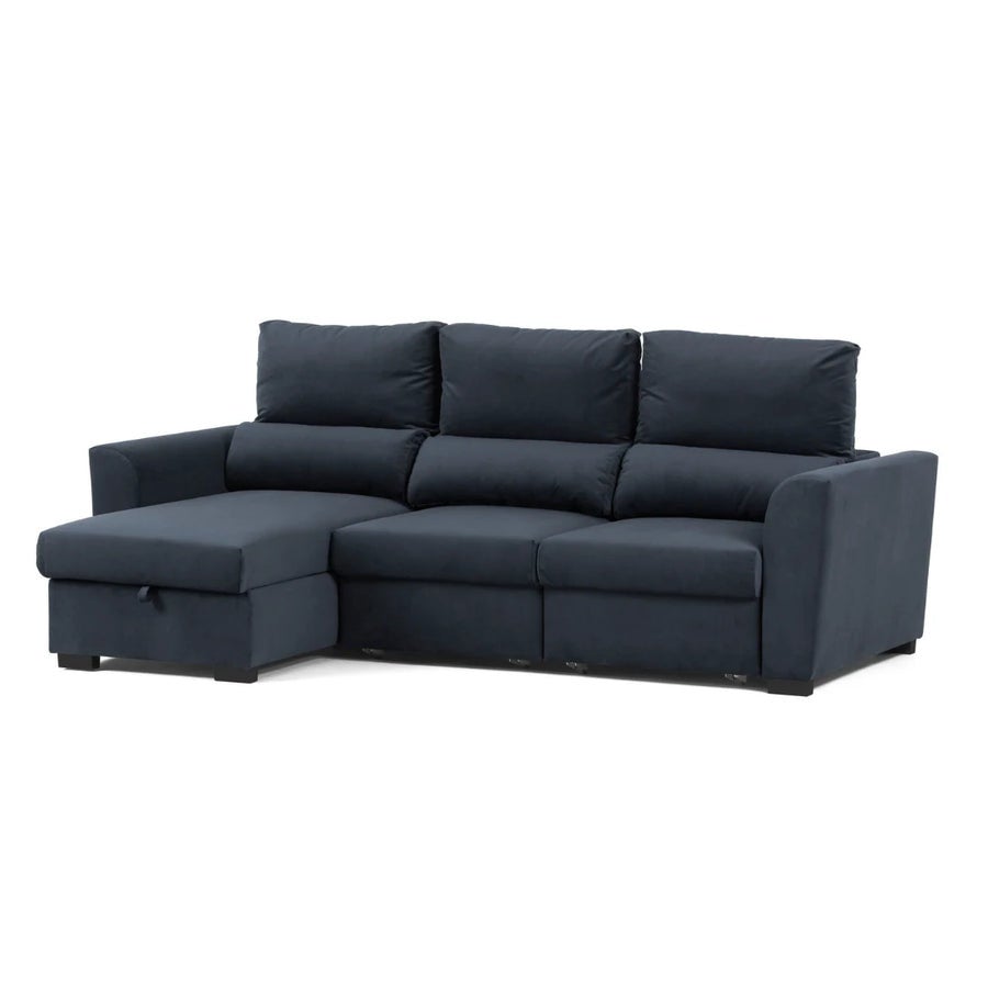 Canapé D'Angle BUDWING Orlando - Convertible En Lit - Méridienne Réversible - Coffre Rangement - Tissu Marron - 220x160cm