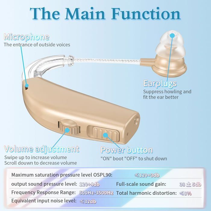 HEARING AID Appareil Auditif Anti-Bruit Rechargeable , Contrôle Volume, Étui Charge , Séniors & Perte Auditive - 5