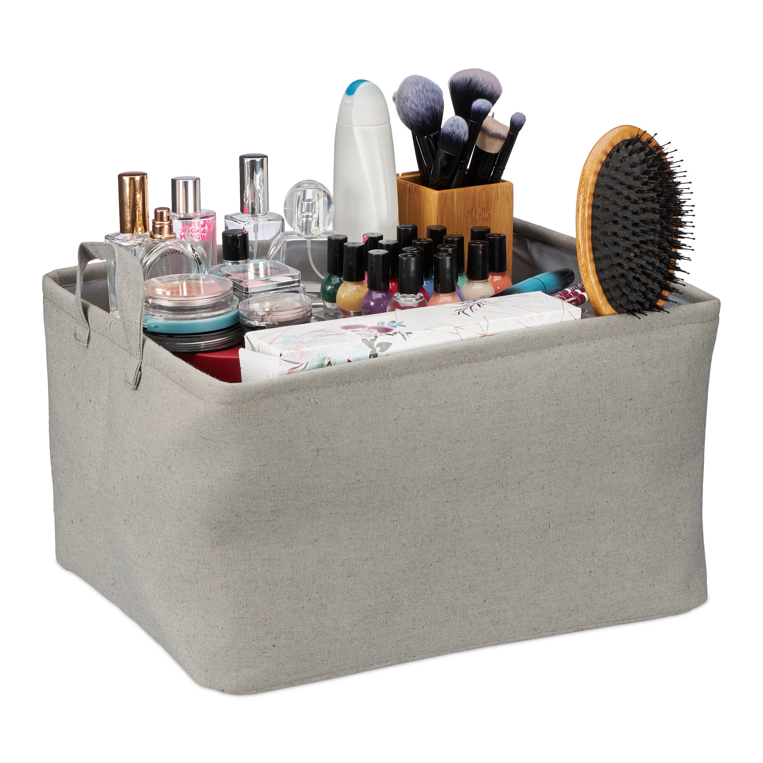 Boîte De Rangement En Bambou Relaxdays – Dimensions 21x50x40 Cm, Empilable, Avec Poignées, Sans Couvercle