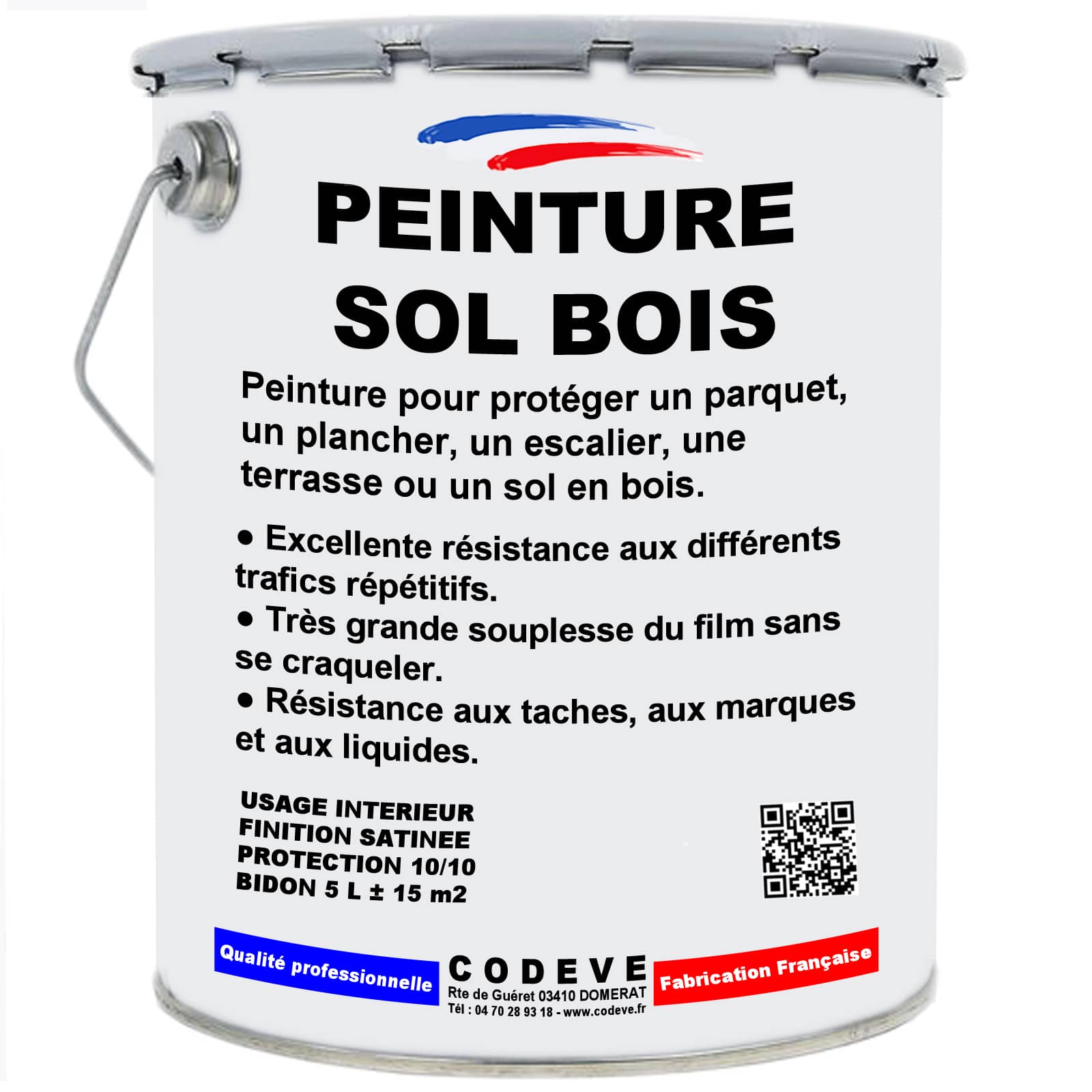 Peinture Sol Bois - 5 L - Codeve Bois - RAL 3003 - Rouge rubis - Pour ...