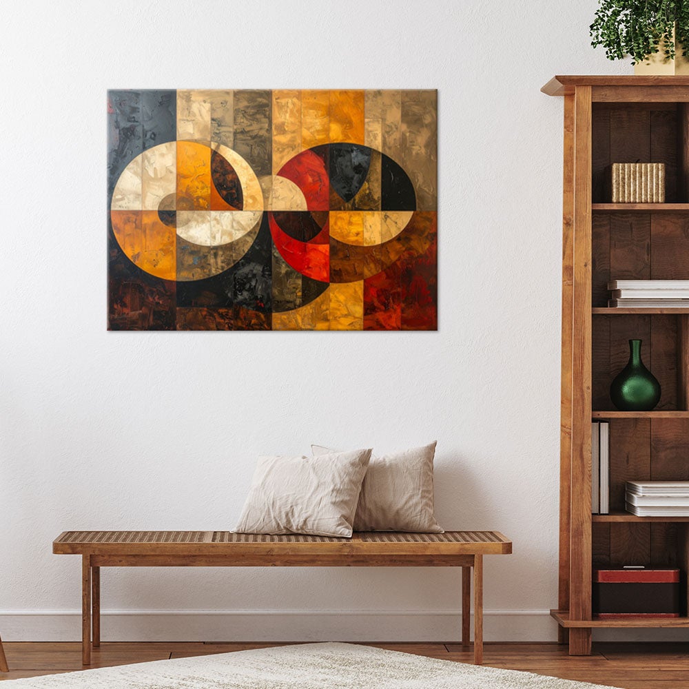 Obraz do salonu sypialni, Abstrakcja Geometryczna w Odcieniach Ziemi 120x80 - 2