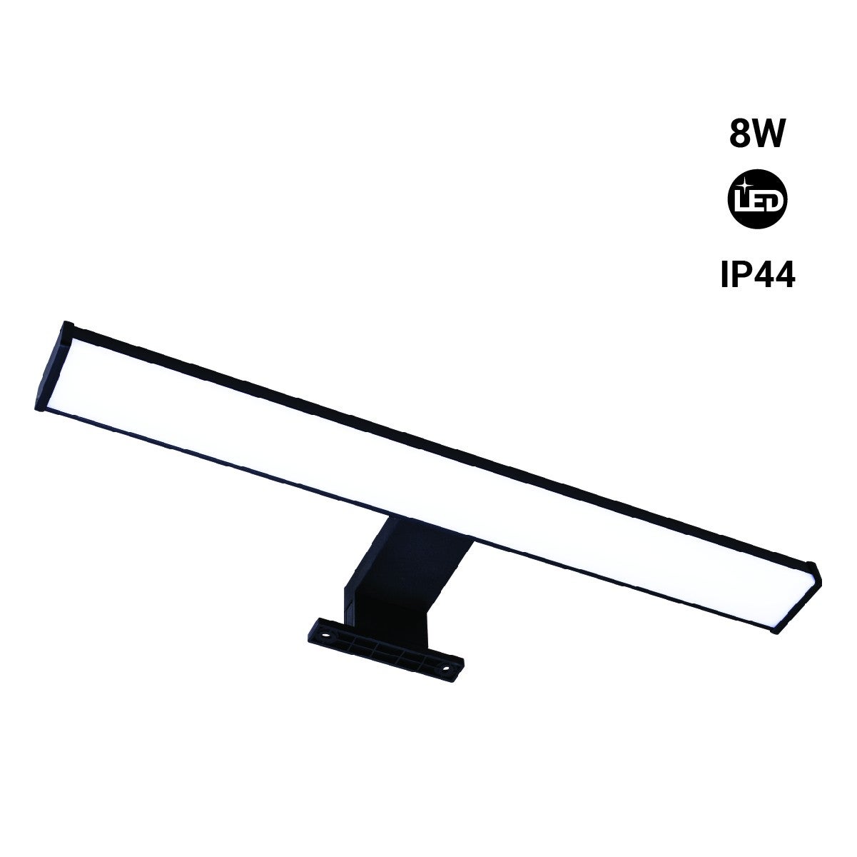 Aplique espejo baño LED 8W - 40cm - Blanco Neutro - Negro - 3