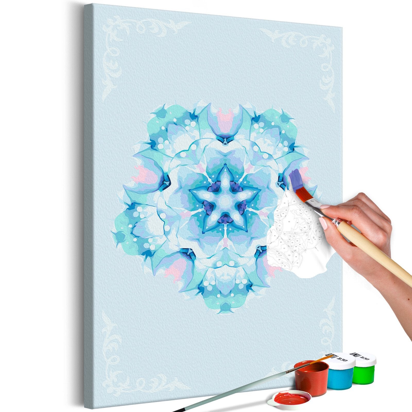 Kit Peinture Par Numéros Adulte - Toile 50x40 Cm Fleurs, Avec Peintures Acryliques Et Pinceaux