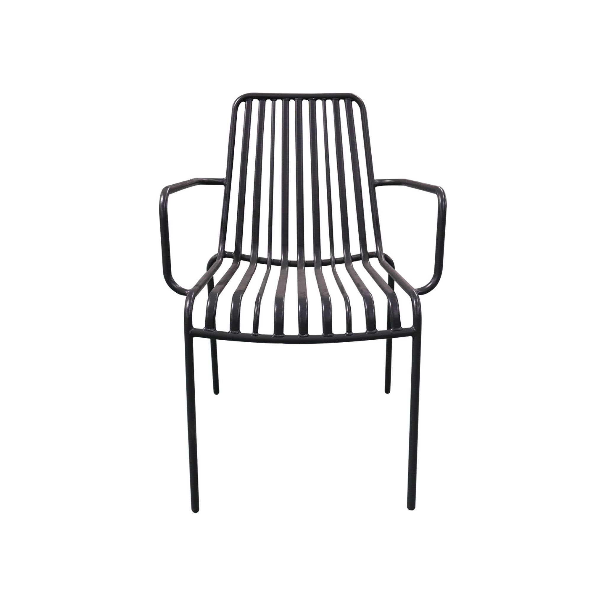 Lot de 2 fauteuils de jardin FLORIDA anthracite empilable en acier. L 59 x P 53.5 x H 78 cm FLORIDA - 4