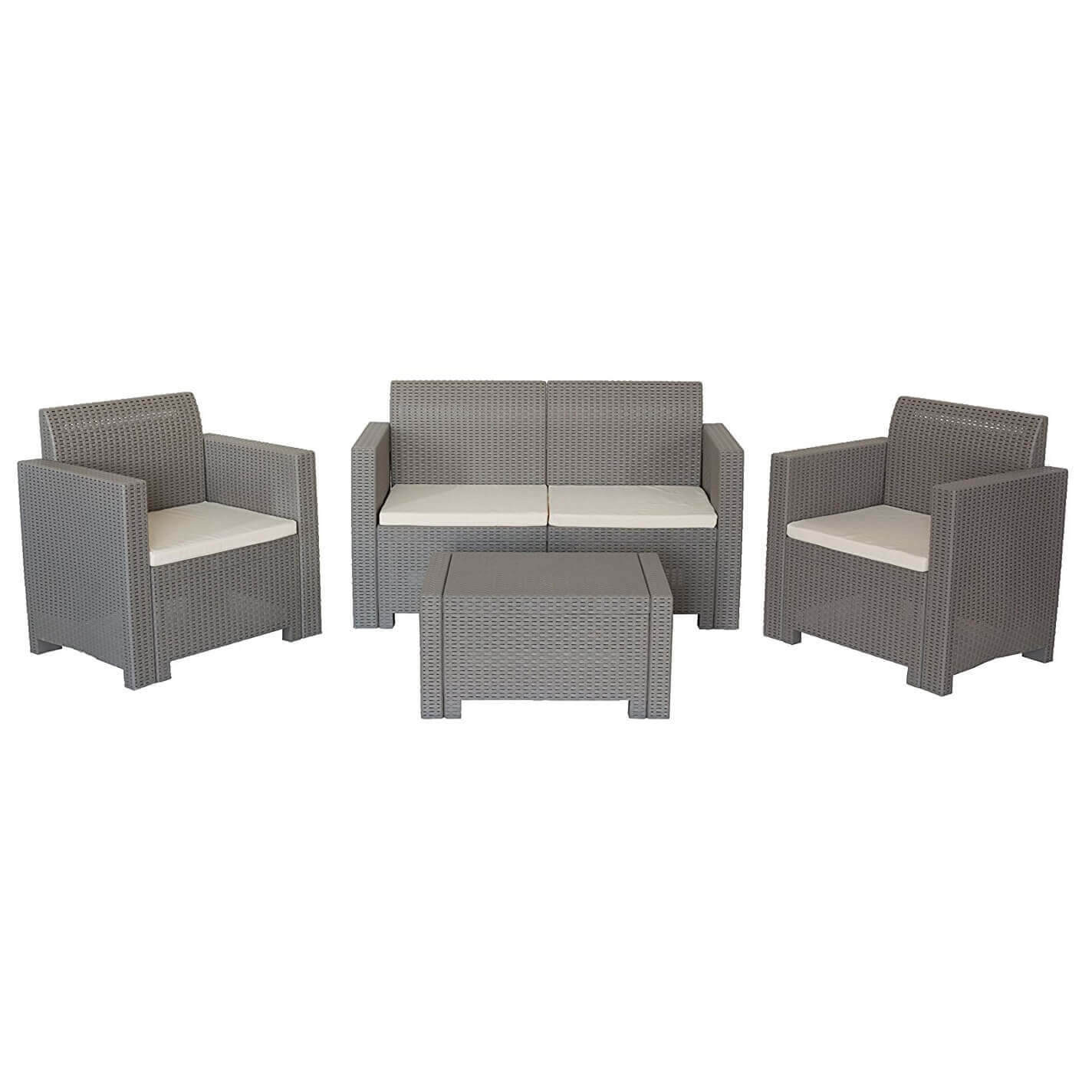 MilaniHome.it - Salotto Da Giardino Set 2 Posti Tortora Con Cuscini, Intreccio In Rattan Sintetico Per Esterno Giardinodi coloreTortora - 7