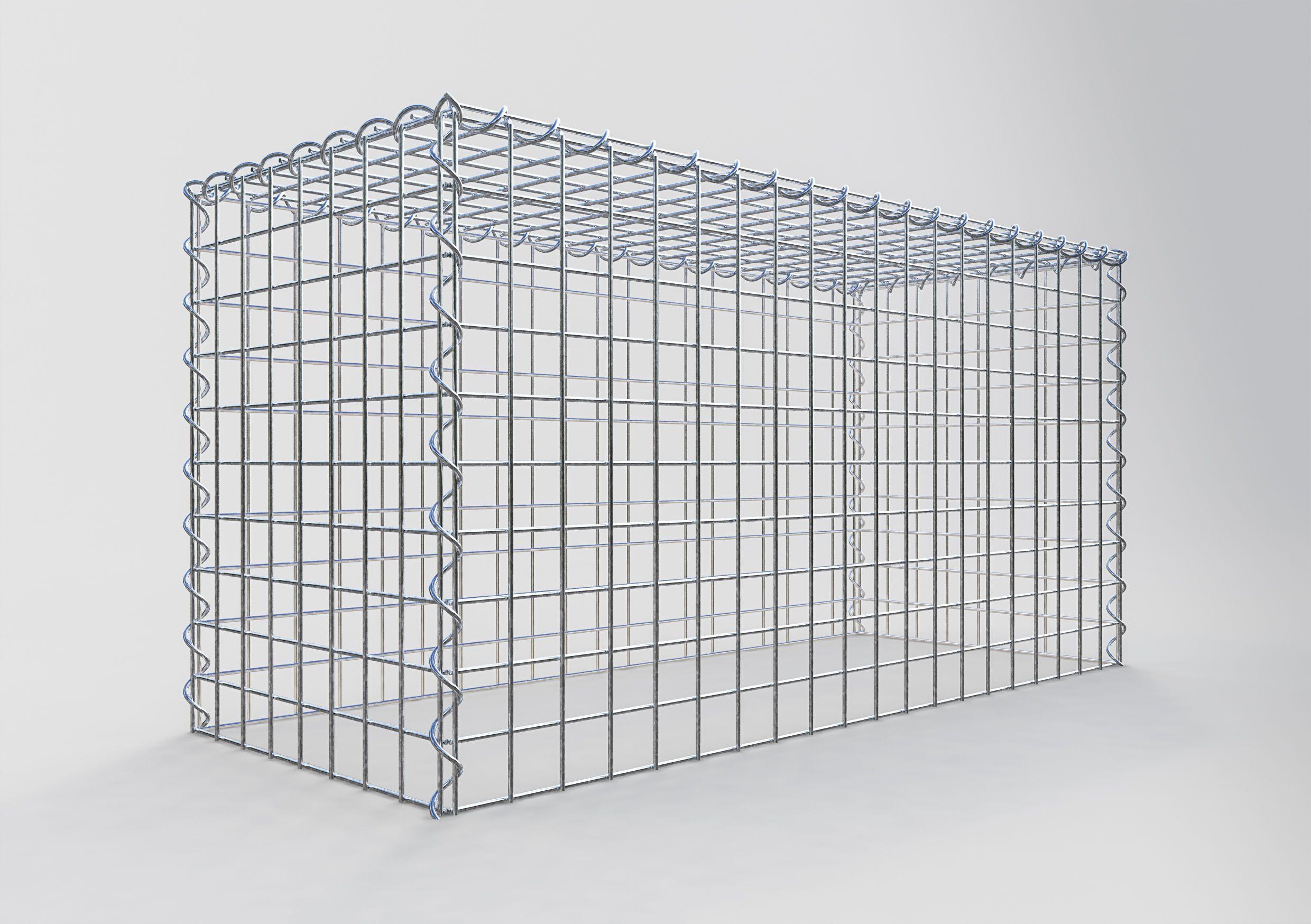 Gabiona - Gabbione per sovrapposizione in acciaio zincato 100x50x40cm (LxAxP), maglie 5 x 5cm, Spirale, senza griglia inferiore - 2