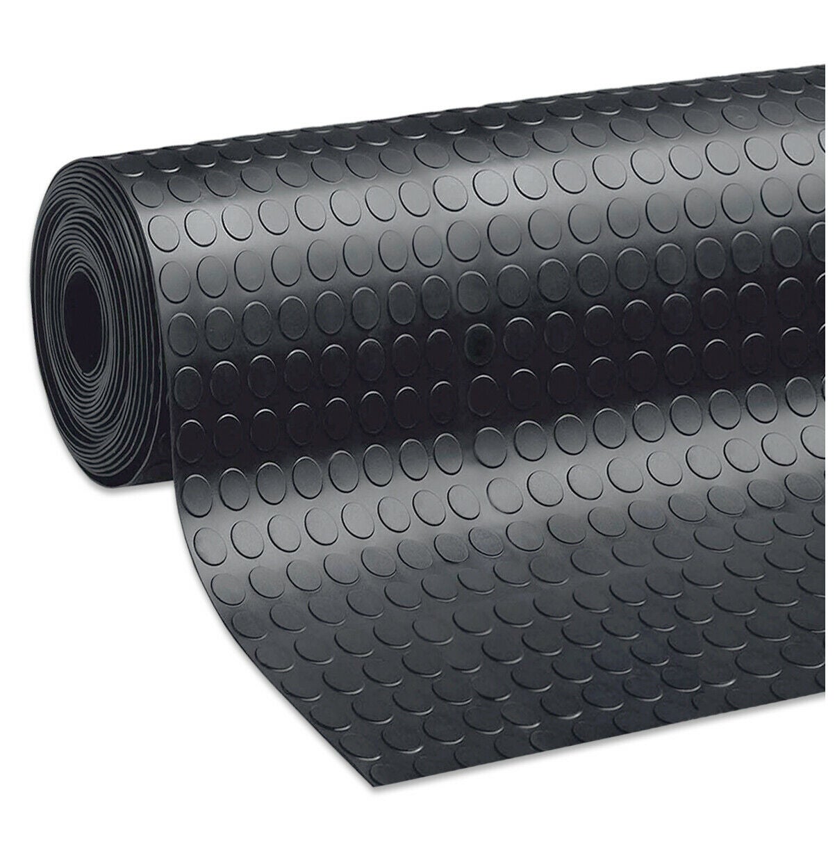 Alfombra goma antideslizante cubre suelo diseño en relieve círculos negro robusto 120x180 cm