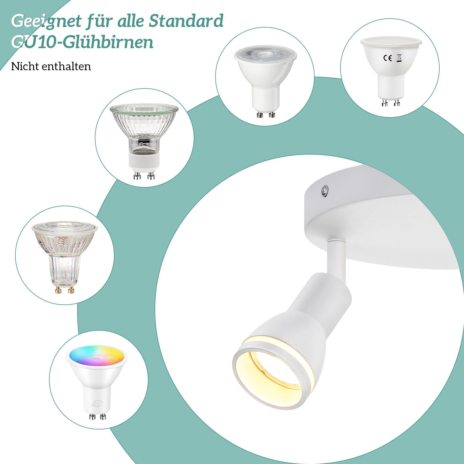 NETTLIFE spot de plafond LED 2 ampoules blanc salon plafonnier spot orientable GU10 spot lampe moderne - 2