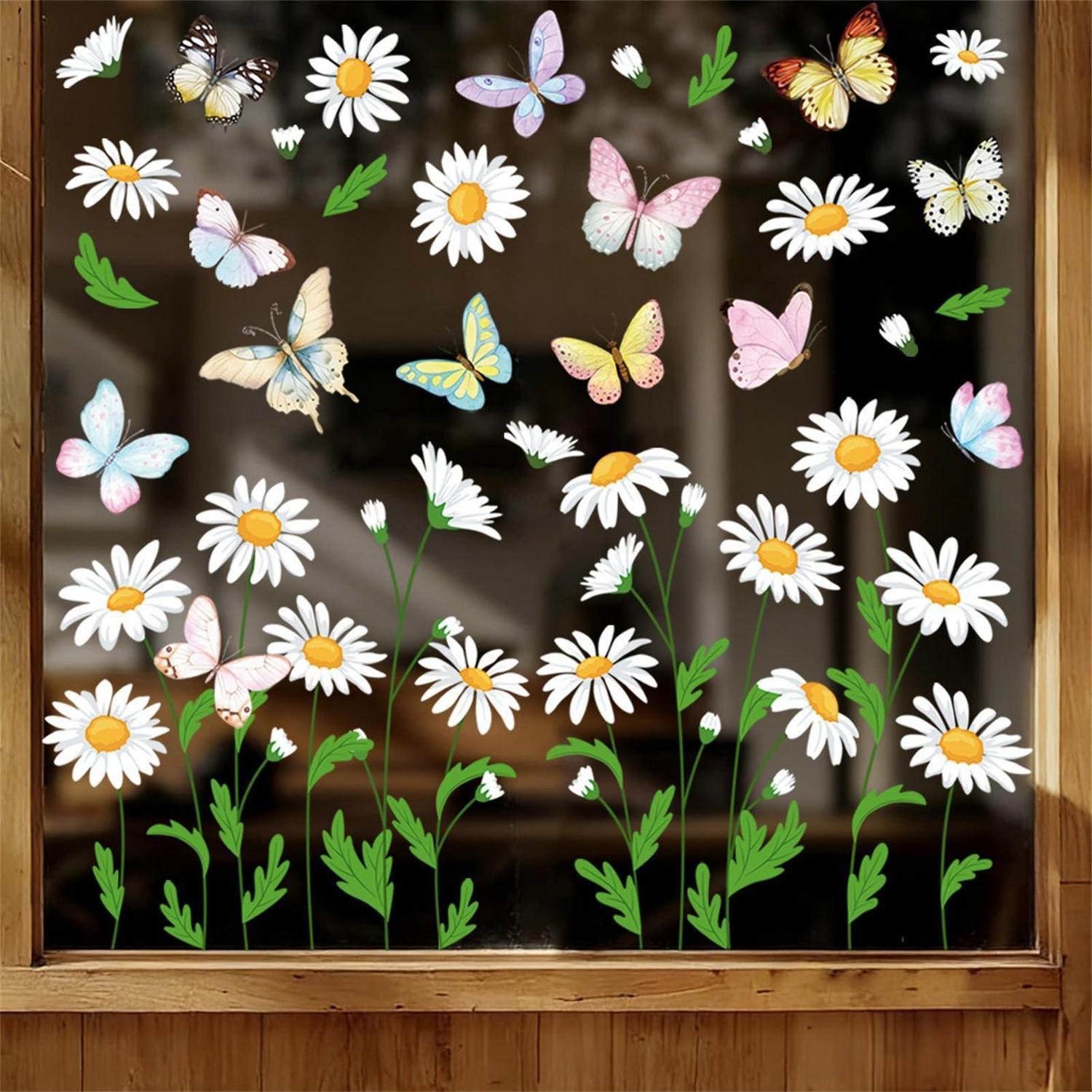 Autocollant fenêtre papillon PVC réutilisable décoration printemps L ...