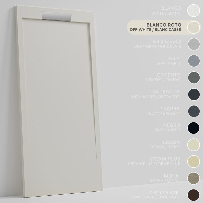 SOULHOME Brodzik prysznicowy– Żywica– Gel Coat– Gładka/Kamienna tekstura – Antypoślizgowy – złamana biel- 180x80- Niski 3cm– Elegancki