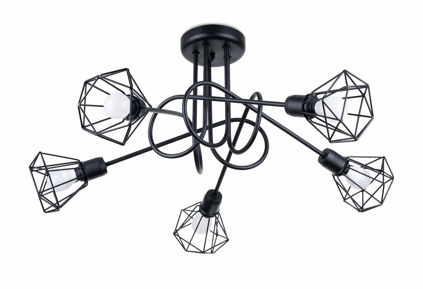 Lampa wisząca Artemis czarna 5xE14x40W industrialna wym: 28,5 x 58 x 58 cm metal Sollux Lighting