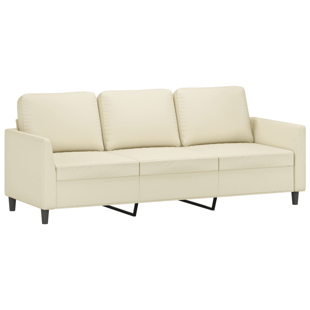 Sofá de 3 plazas | sofá de salón | sofá de descanso de cuero sintético color crema 180 cm cfw27100