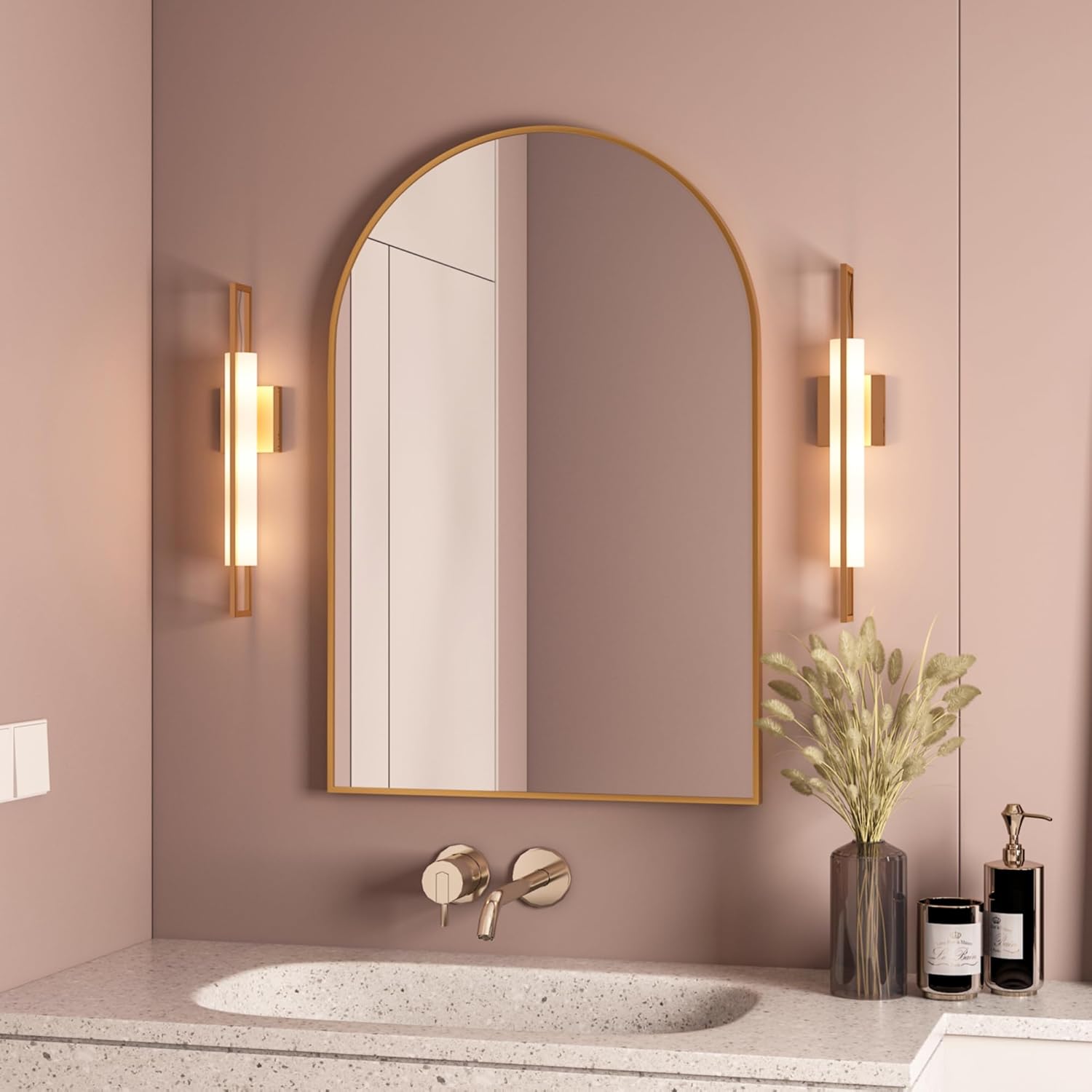CASSILANDO Specchio Ovale Oro 50x75 Cm - Specchio Da Parete Con Cornice In Metallo Per Bagno, Soggiorno, Ingresso - Vetro HD Antiurto