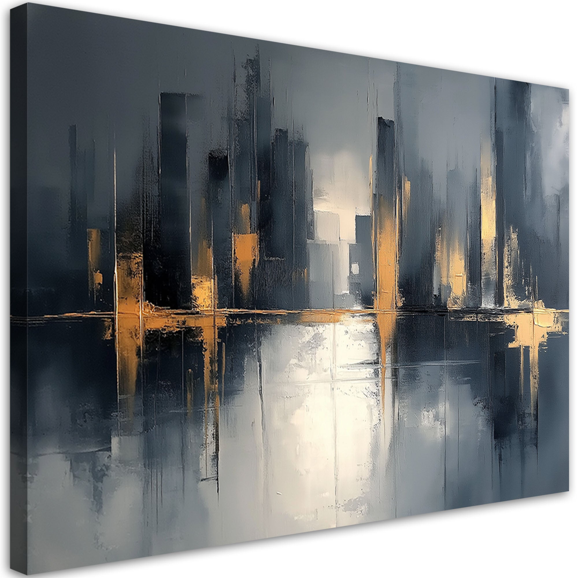 Obraz na płótnie, Abstrakcja Czarno Złota 100x70