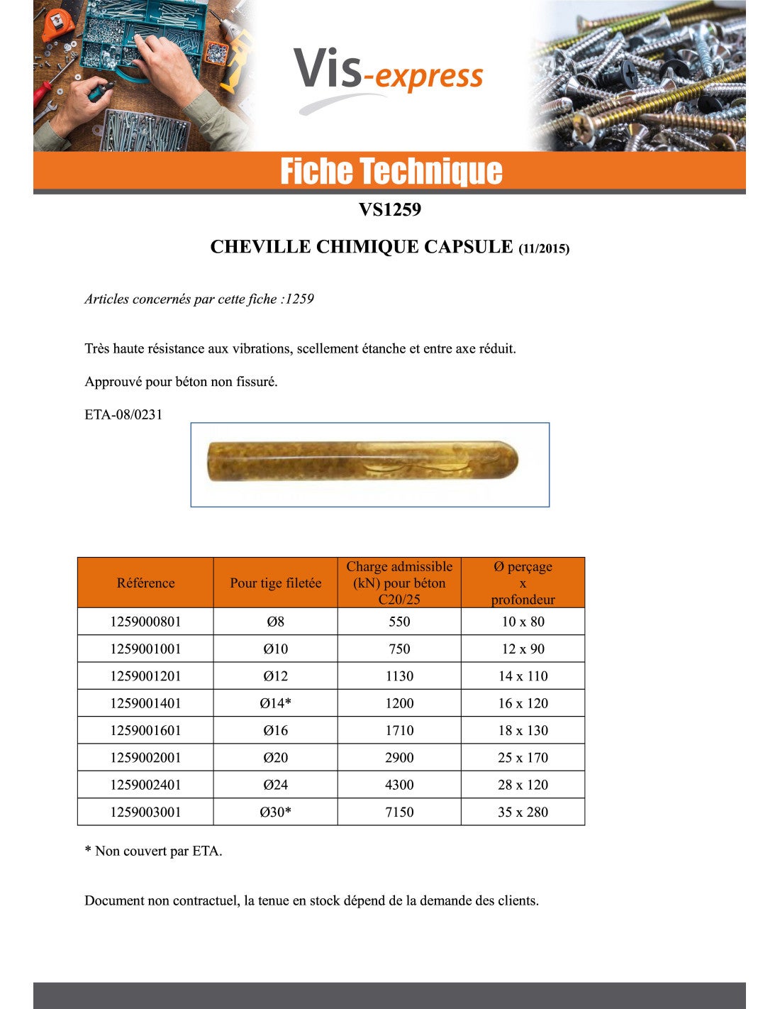 Taco químico cápsula M12 - 3