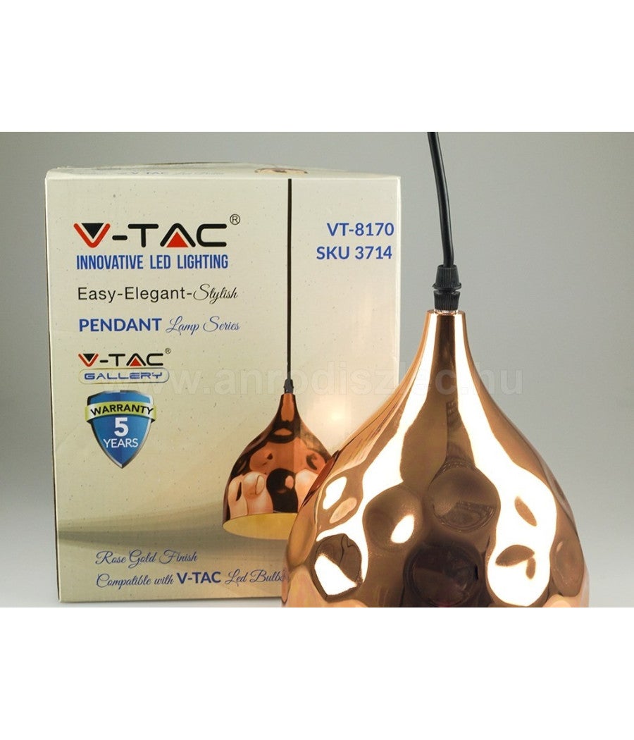 Trade Shop - Lampadario Pendente Lampada A Sospensione In Metallo Cono Oro Rosa Rame Vt-8170 - - 4