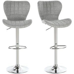 HOMCOM Set Di 2 Sgabelli Da Bar Regolabili – Bianco, Rivestimento Sintetico, Schienale Ergonomico, Girevoli 360° Con Poggiapiedi - 3